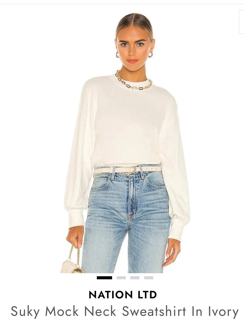 Nation LTD Suky Mock Neck Sweatshirt in Ivory